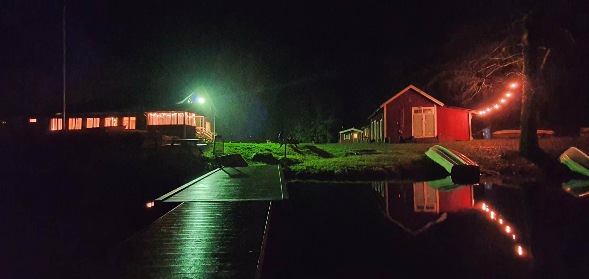 Property at night with lights